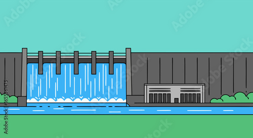 Hydroelectric Power: A visually appealing illustration captures the essence of hydroelectric power generation, showcasing a dam and the controlled flow of water as a source of clean energy.