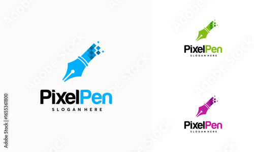 Pixel Pen logo designs concept vector, Creator logo template designs