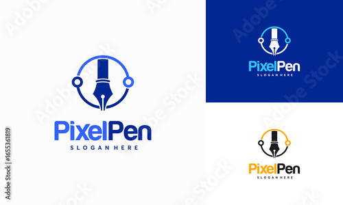 Pixel Pen logo designs concept vector, Creator logo template designs
