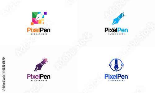 Pixel Pen logo designs concept vector, Creator logo template designs