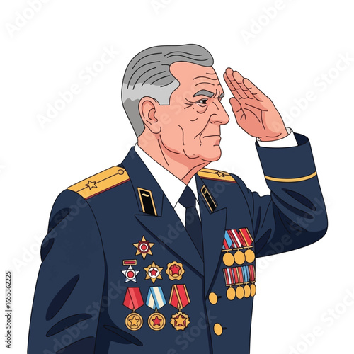 Portrait of a senior Soviet military officer saluting.