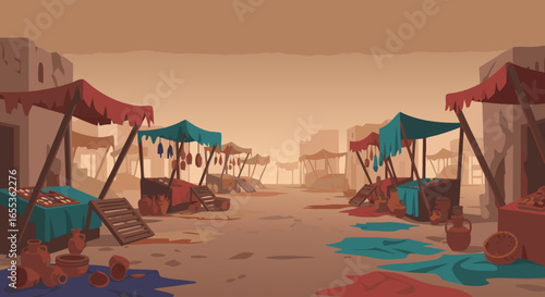 Ancient Marketplace Illustration: A captivating illustration portrays an ancient marketplace.
