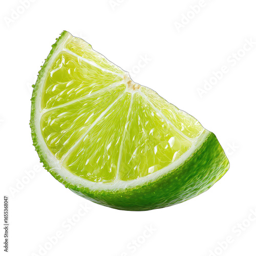Close-up lime wedge, vibrant green
