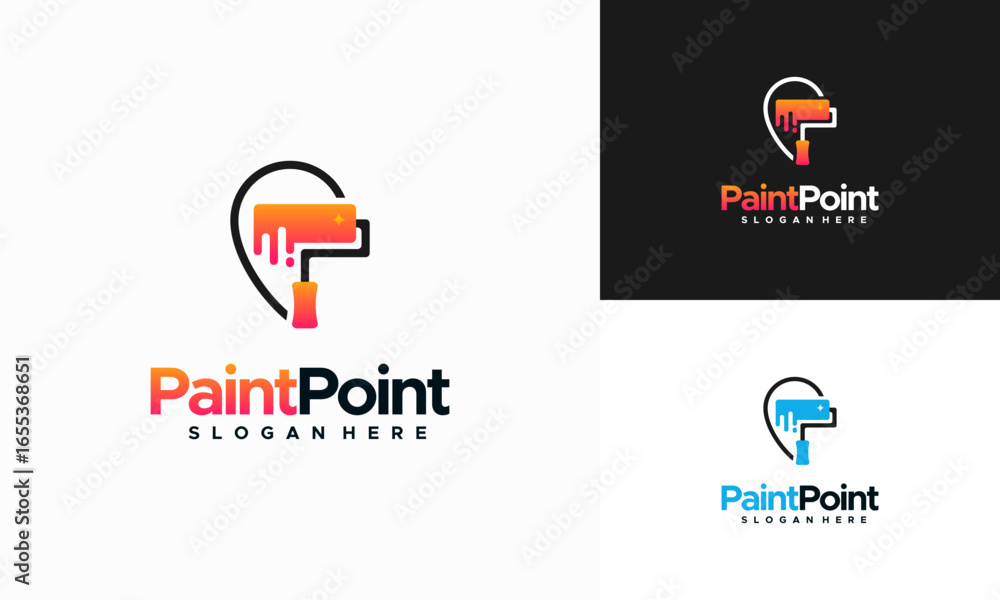 Fototapeta premium Painting and decoration logo designs concept vector, Paint Point logo designs template