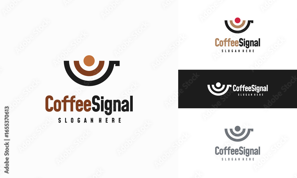 Fototapeta premium Coffee signal logo designs concept vector, Coffee and Wifi signal logo symbol icon