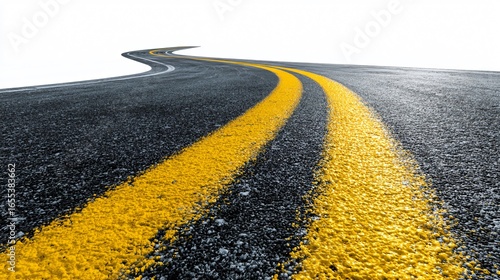 Professional Asphalt Road with Yellow and White Lane Markings