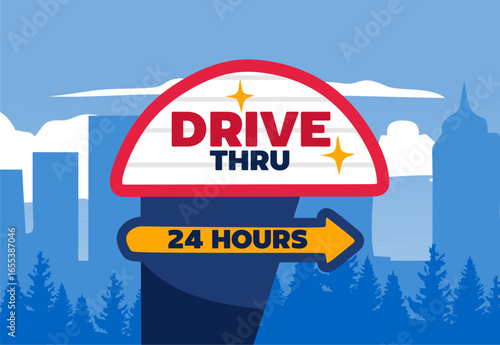 24 hours drive thru sign