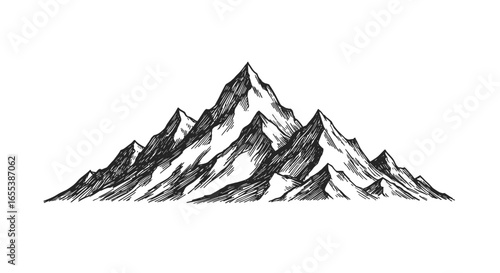 Mountain range vector illustration peak landscape design drawing sketch nature alps rocky mountains outdoor scene -