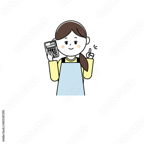 計算機を持つ女性のイラスト