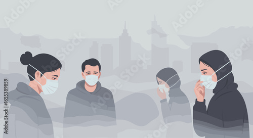 illustration of urban air pollution