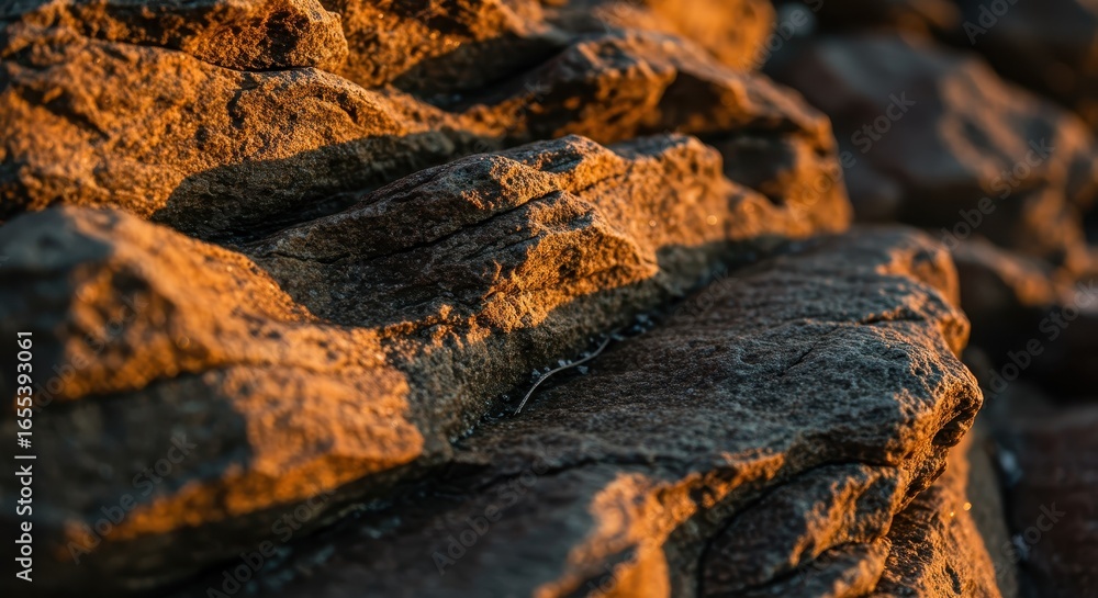Fototapeta premium Golden Hour Rocks: A Textured Masterpiece of Nature