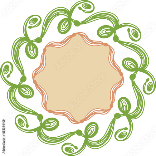 green and cream frame dual color vector