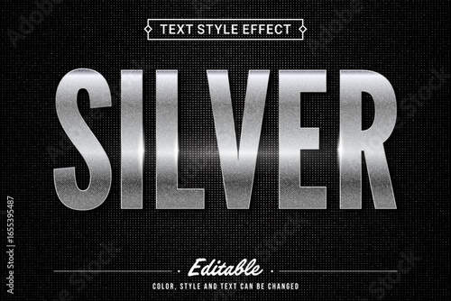 Silver Text Effect Editable Metallic Typography