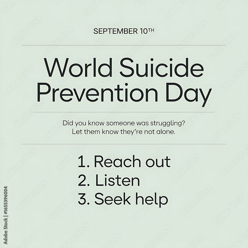 Obraz premium World suicide prevention day september 10th reach out listen seek help