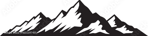 simple black and white outdoor landscape vector featuring angular mountain silhouettes for modern minimalistic design