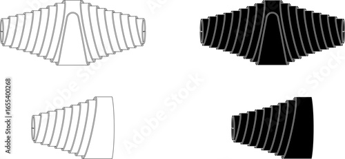 double and single side volute spring icon set