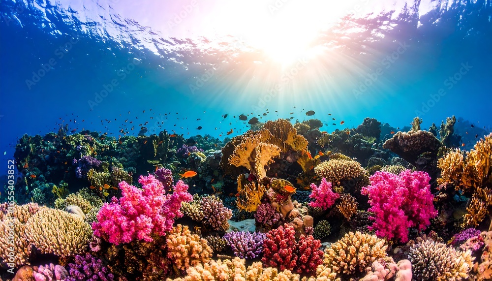 Fototapeta premium Vibrant coral reef underwater scene