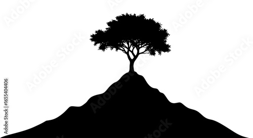 solitary tree silhouette on hilltop minimalist nature image for ecofriendly branding websites and environmental projects