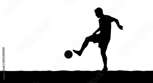 silhouette of a barefoot soccer player juggling ball dynamic action shot for sports fitness and lifestyle designs