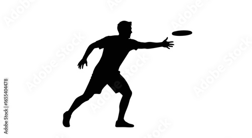 dynamic silhouette of a man throwing a frisbee perfect for sports fitness and actionoriented designs