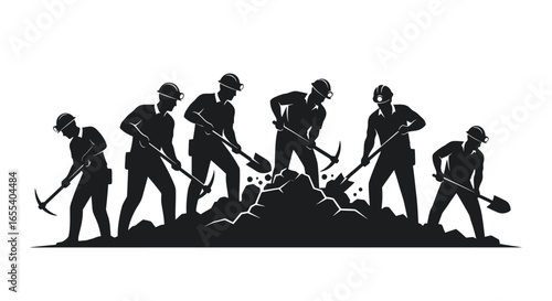 hardworking miners extracting resources a powerful silhouette illustration for mining industry and teamwork concepts