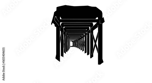 abstract black and white pier structure perfect for architecture engineering and industrial design projects requiring a modern minimalist aesthetic