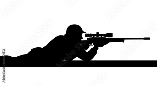 precision marksmanship silhouette of a sniper aiming rifle ideal for military tactical and hunting themes