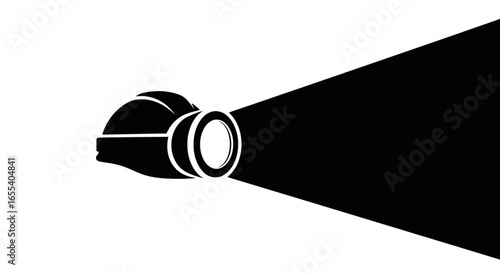 hard hat safety spotlight construction worker protection industrial safety icon black and white minimalist design for safety training presentations and website graphics