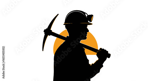 silhouette of a coal miner at sunset powerful imagery for mining industry and labor day designs
