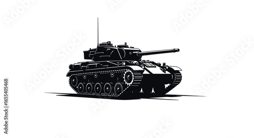 powerful black and white tank silhouette perfect for military history or strategy game designs