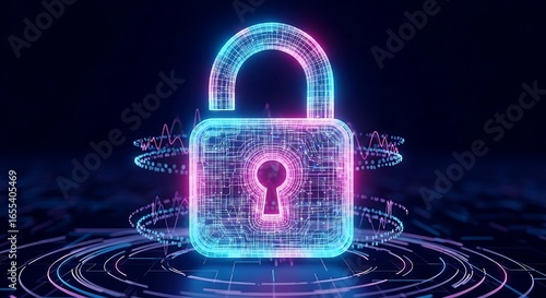 Wallpaper Mural Glowing digital padlock symbolizing cyber security and data protection in a futuristic network Torontodigital.ca