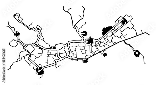 ancient city layout illustrative black and white map for historical research urban planning and archaeological studies