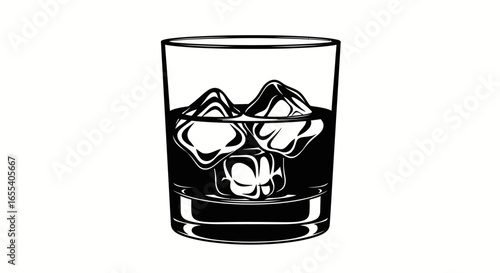 whiskey on the rocks a classic black and white illustration perfect for liquor menus bar signage and retrostyled designs