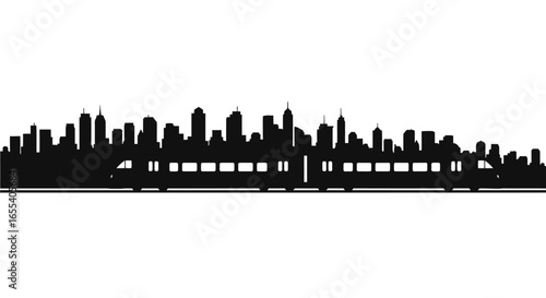 cityscape silhouette with train modern urban transportation design for websites banners and presentations
