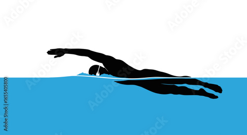 streamlined freestyle swim silhouette perfect for sports fitness and aquatic websites blogs or instructional materials