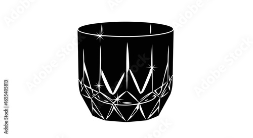 elegant black cutglass tumbler perfect for whiskey cocktails or sophisticated table settings add a touch of luxury to your brand