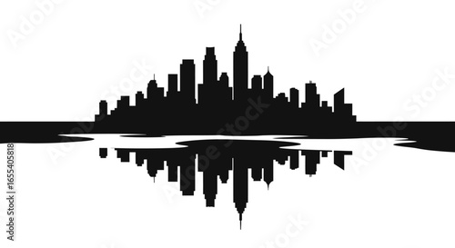 sleek city skyline reflection perfect for modern branding urban design and travel projects seeking a clean minimalist aesthetic