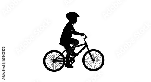 childs silhouette riding bicycle safety first active lifestyle illustration for health wellness and kids safety campaigns