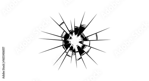 shattered glass hole dramatic black and white graphic for design projects comics and website decoration
