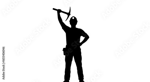 triumphant miner silhouette a powerful symbol of achievement hard work and resource extraction for mining construction and industry designs