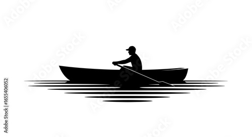solitary rowboat silhouette peaceful escape tranquil waters relaxation and solitude concept for wellness travel or adventure branding