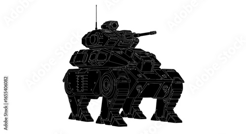 futuristic quadrupedal tank silhouette illustration for scifi games military concepts and techfocused designs