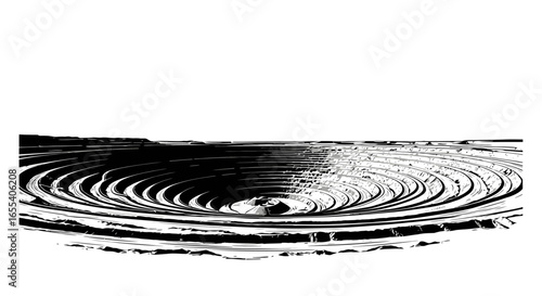 dramatic black and white illustration of a massive openpit mine ideal for mining industry reports environmental impact studies or conceptual art projects