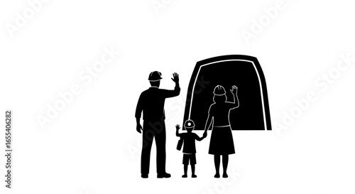 family bids farewell at tunnel entrance symbolic image of departure new beginnings and project completion