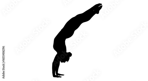strong woman performing a backbend silhouette image for fitness yoga and strength training websites posters and social media