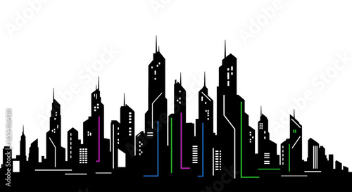 sleek city skyline silhouette perfect for modern urban designs tech presentations and futuristic cityscape illustrations