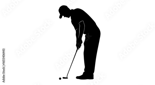 focused golfers silhouette perfect for sports websites golf blogs and marketing materials illustrating precision strategy and the pursuit of excellence on the green
