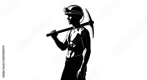 powerful silhouette of a miner strong determined worker ready for hard labor ideal for construction mining and industrial designs