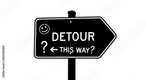 uncertain detour a black and white sign illustrating unexpected changes challenges and the need for adaptive decisionmaking