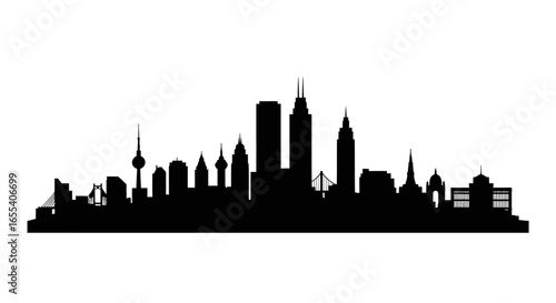 elegant city skyline silhouette perfect for urban design travel brochures and modern cityscape presentations instantly enhancing your projects with a clean sophisticated aesthetic